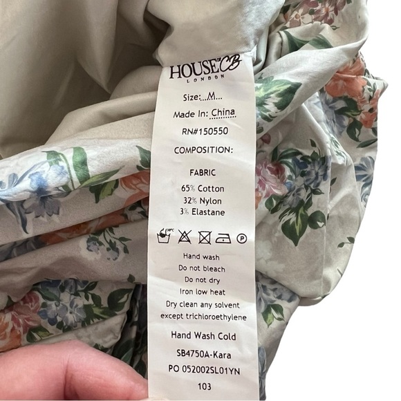 House of CB Kara Floral Ruched Cotton Ruffle Dress Size M - Picture 16 of 16